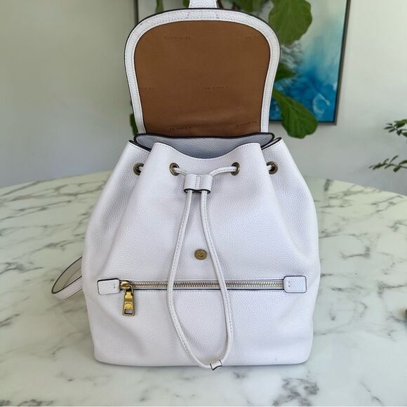 Coach Evie Polished Pebble Leather Backpack Chalk White Brass 68380 main image 2